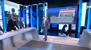 Российская пропагандистка во время эфира об Украине упала и сломала руку. ВИДЕО